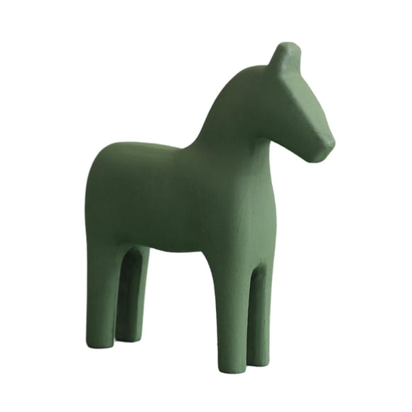 Peque?as Estatuillas De Estatua De Caballo De Madera Para Mesa De Centro De Escritorio De Oficina Verde