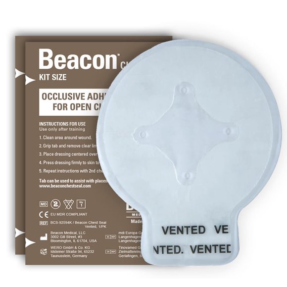 Kit de sellado torácico BEACON ventilado, tamaño redondo de 6 cm [paquete de 2]