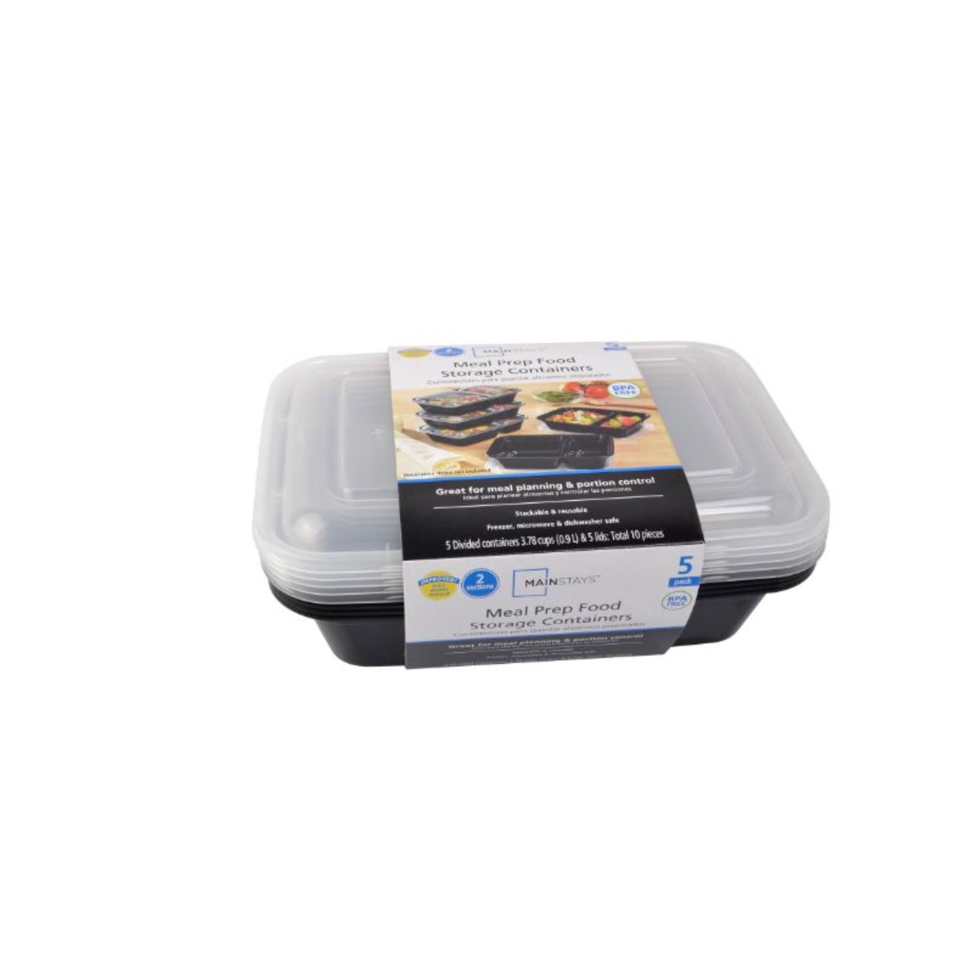 Set De Contenedor Meal Prep 900ML Plástico 5 Piezas Negro
