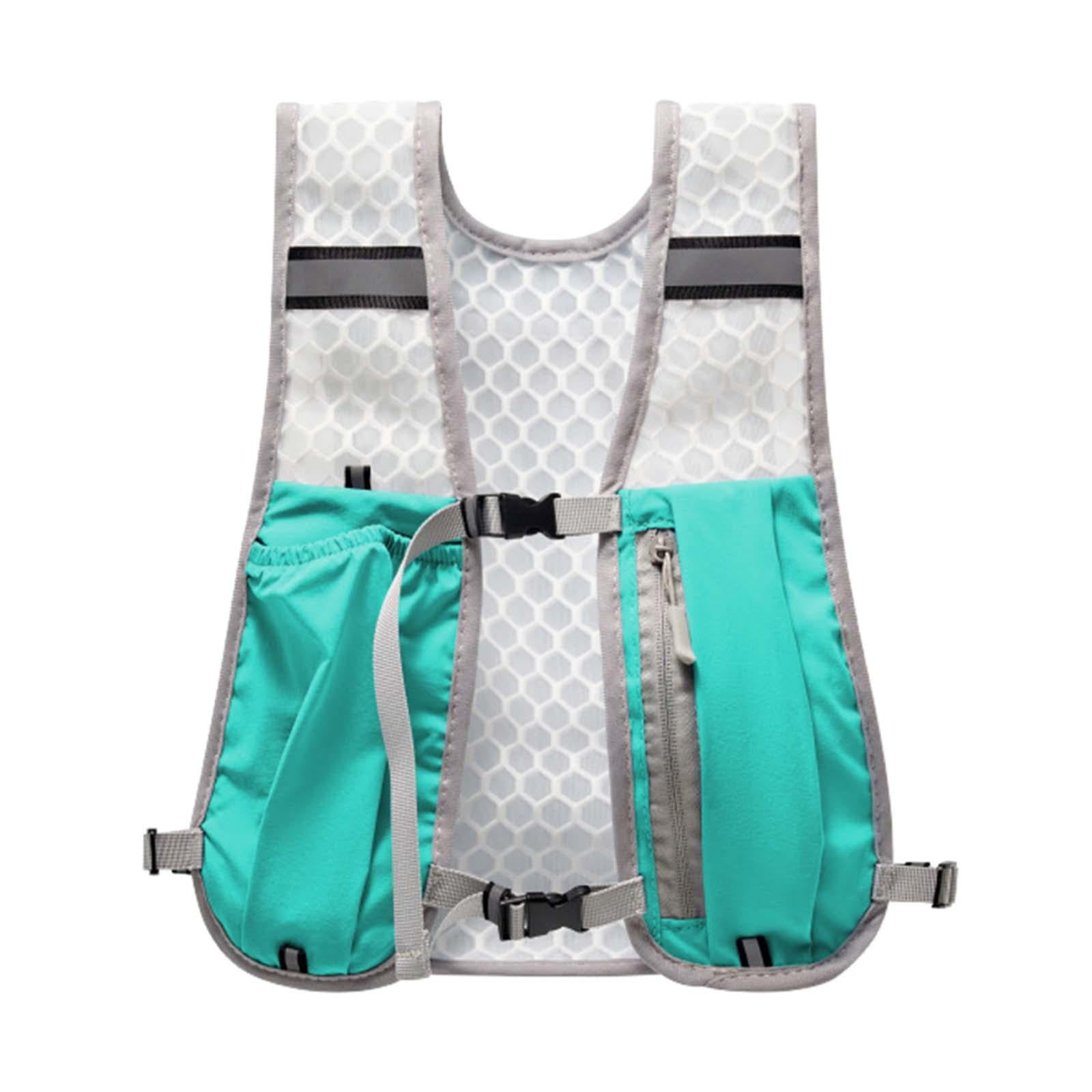 Magideal - Hidratación Chaleco Mochila Deportiva Ligera Con Compartimento Para Botella Y Bolsillo Para Teléfono Nylon Resistente Con Tiras Reflectantes Adecuado Azul