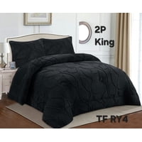 Aladdins Shop - Cobertor De Invierno Texturizado Con Chiporro 2 Plazas Hojas Negro