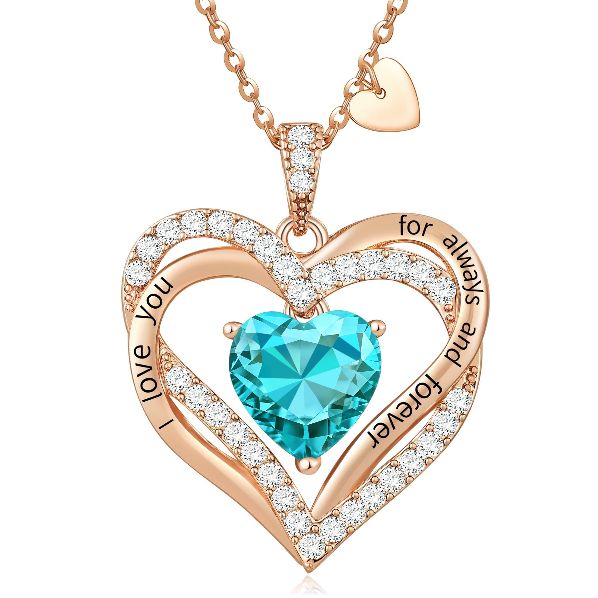 Heshpaws - Colcollares Colgantes De Amor De Amor Para Mujeres Con Piedra De Nacimiento Zirconia, Regalo De Joyería De Aniversario De Cumpleaños De Navidad Para Mujeres Esposa