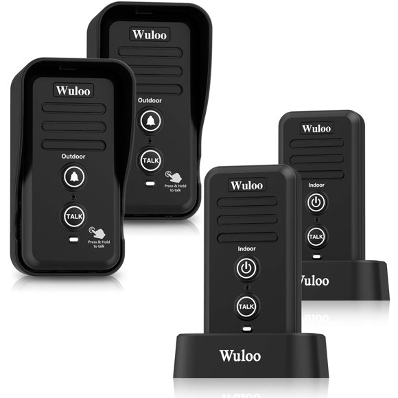 Timbre inalámbrico con intercomunicador Wuloo, impermeable, alcance de 1/2 milla