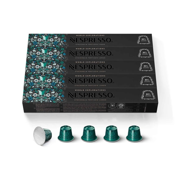 Cápsulas de café Nespresso Stockholm Fortissio Lungo Dark Roast de 50 unidades