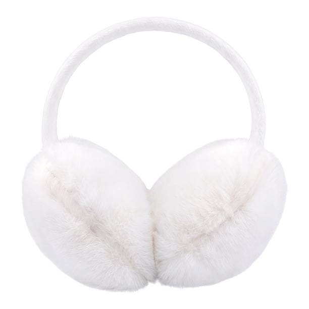 INSPIRE CHIC Orejeras de Felpa Cálidas para Mujeres para Senderismo al Aire Libre - Perfectas para Actividades de Invierno Blanco