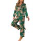 thumbnail image 4 of INSPIRE CHIC Conjunto de Pijama de Satén Floral para Mujer, Manga Larga, Abotonado, con Solapa Muescada para Otoño Invierno S Verde, 4 of 5