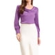 thumbnail image 1 of INSPIRE CHIC Camisa de trabajo casual para mujer con cuello drapeado, blusas de oficina de otoño a la moda, L Púrpura, 1 of 6