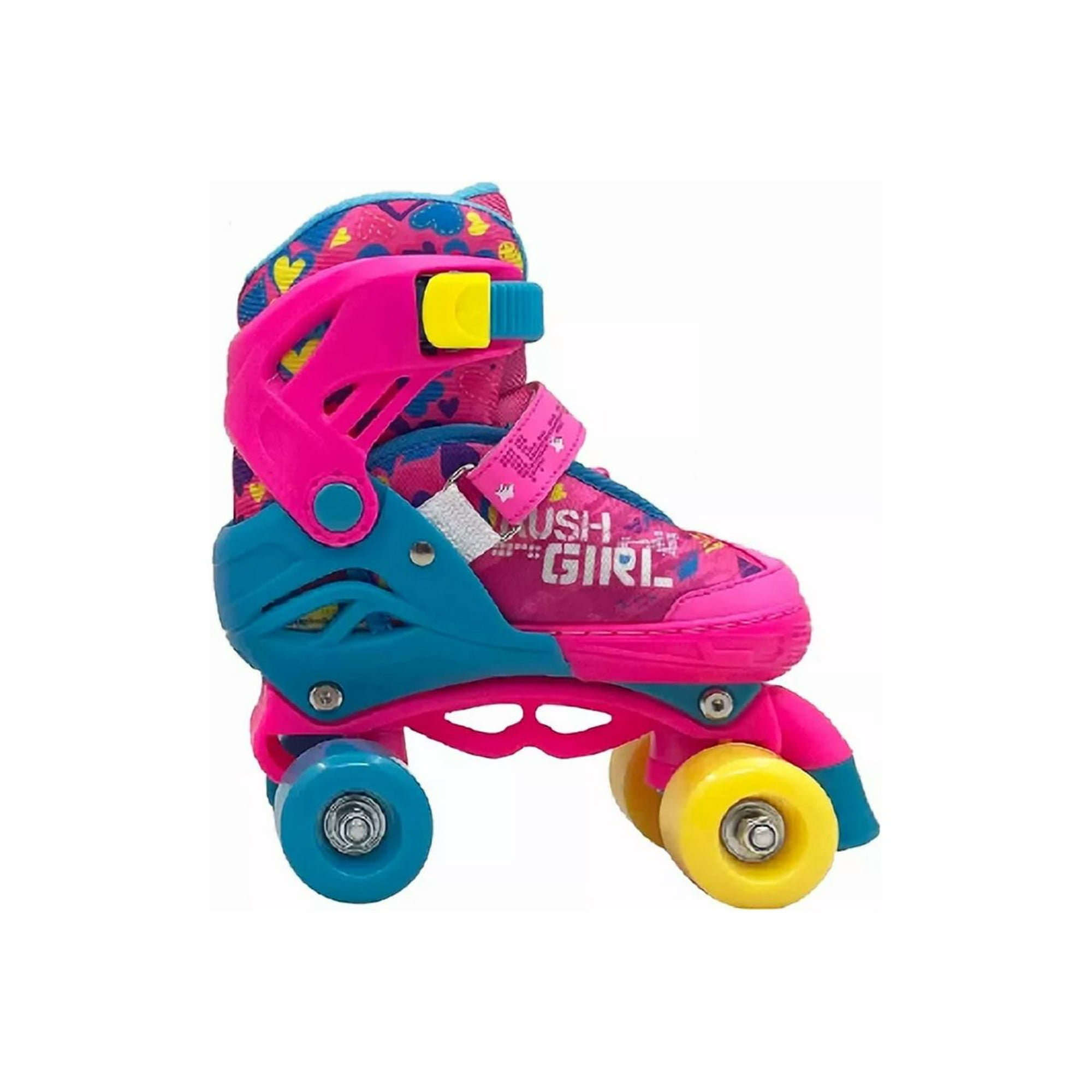 Genérico - Patines Ajustables T 30-33 + Protecciones, Rosado