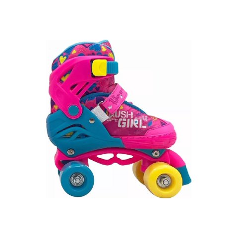 Genérico - Patines Ajustables T 30-33 + Protecciones, Rosado