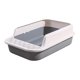 thumbnail image 3 of Caja De Arena Para Gatos De Cara Alta, Antisalpicaduras, Semicerrada, Orinal Para Gatos, Inodoro Para Gatos, Blanco Y Gris, 3 of 5