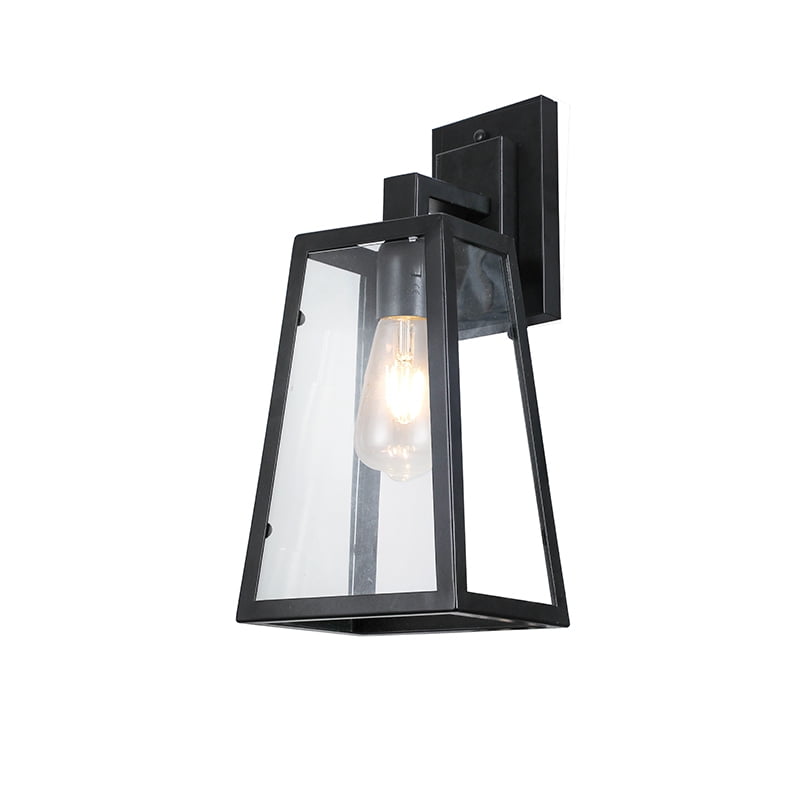 Want - Aplique Farol Rectangular Porta Ampolleta E27 Negra
