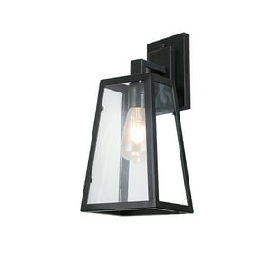 Want - Aplique Farol Rectangular Porta Ampolleta E27 Negra