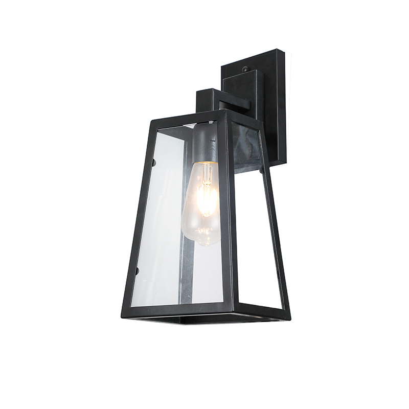 Want - Aplique Farol Rectangular Porta Ampolleta E27 Negra