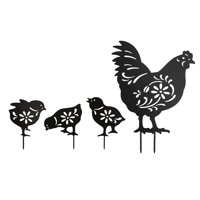 Magideal - 4 Estacas, Estatua De Gallo De Jardín, Decoración De Pascua, Escultura De Pollo Decorativa Con Letrero Para Exteriores, Decoración De Arte De Patio De