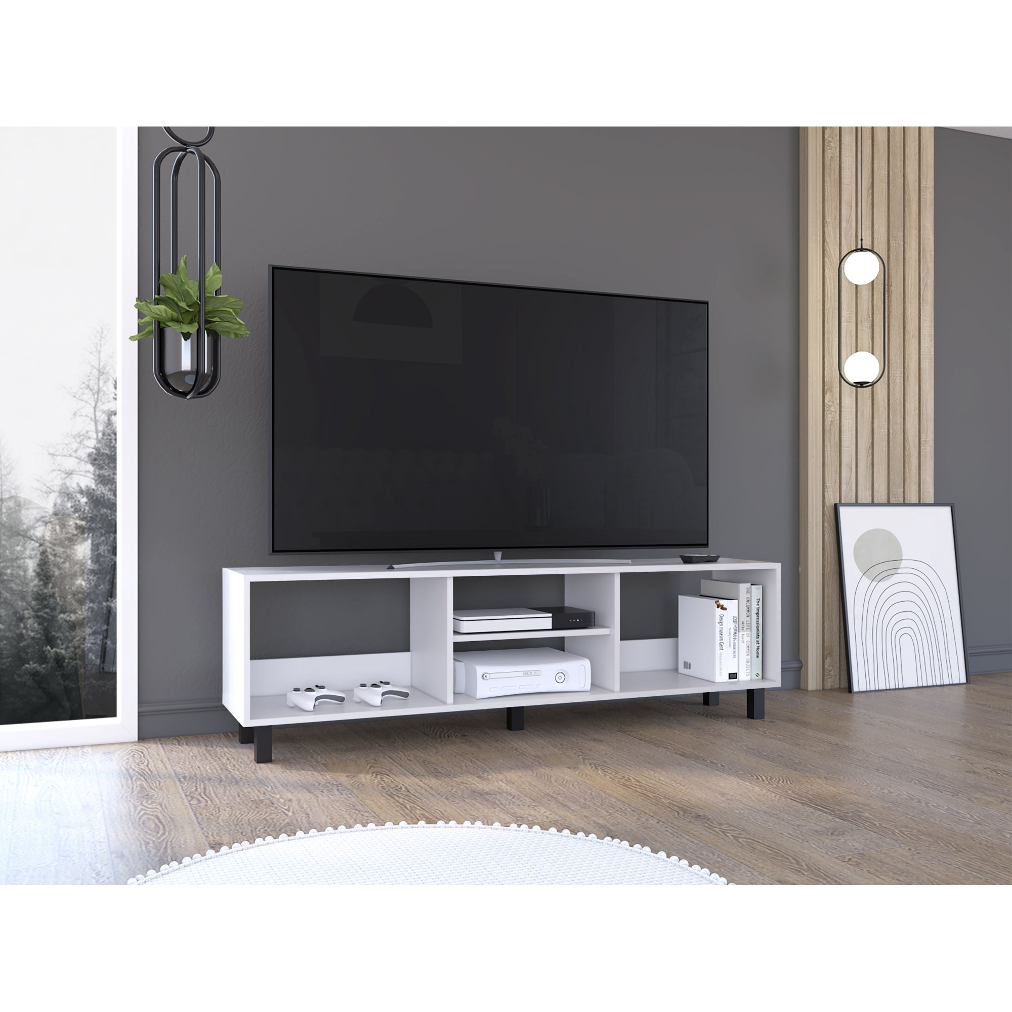 Tuhome - Rack Tv 70" 160x47,5x35 Cm Tunez Blanco