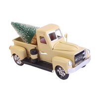 Magideal - Camión De Granja Navideño Con Mini Árboles De Navidad, Lindo Vehículo Decorativo, Modelo De Camioneta, Adornos Para La Decoración Del Jardín Del Hogar Beige