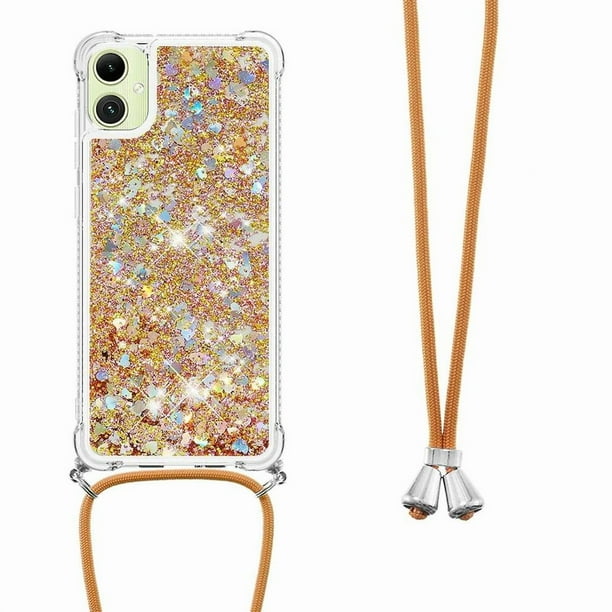 Funda FOXDOCK para Samsung Galaxy A07 con Cuerda Ajustable, Brillo Líquido, Protección Antigolpes y Lente – Ideal para Regalo