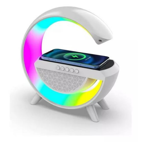 Cargador Inalambrico Lampara Mesa Inteligente Rgb Parlante