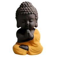 Magideal - Pequeño Buda Tathagata Estatuilla De Cerámica Decoración Artesanía Lindo Accesorios De Artesanía Creativo Té Mascota Para Oficina Dormitorio Amarillo