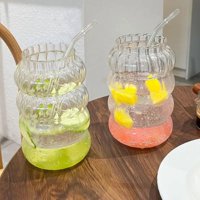 Santú Home & Deco - Set 2 Vasos Relieve Con Bombilla 800Ml