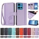 thumbnail image 4 of Funda Cartera Trébol para Motorola Moto G75 5G con Ranuras Tarjetas y Carga Inalámbrica Morado claro, 4 of 6