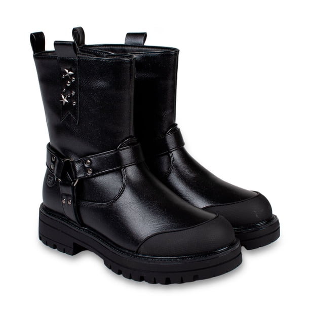 Bota Niña Biker Hebilla Negro