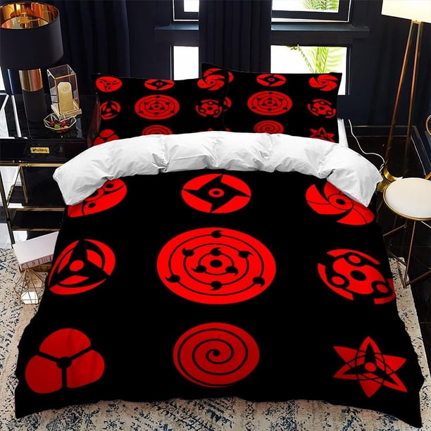 v2179 Bed Sheets Red Cloud Anime Cartoon Duvet Cover Sets Comforter Bed LinenKids Bedding Set Akatsuki Japan Twin Queen King Single Size Gift 3-Piece Bedding Set (1 Duvet Cover + 2 Pillow Shams) Bed S
