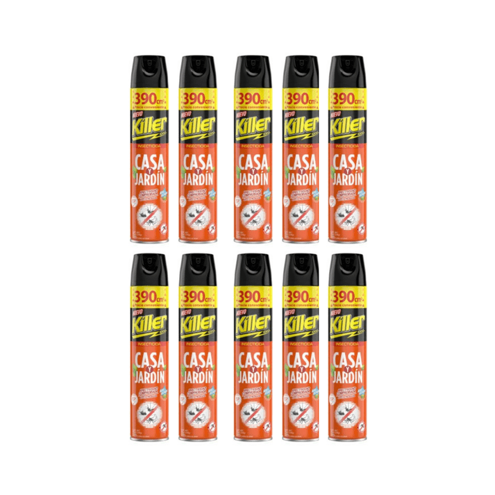 Killer - Pack 10 Insecticida En Aerosol 390cc Casa Y Jardin