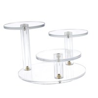 Magideal - Soporte Elevador De Exhibición Acrílico Redondo, Soporte Para Presentación De Joyería, Soporte Para Magdalenas De 3 Niveles, Estante De Exhibición Par Claro