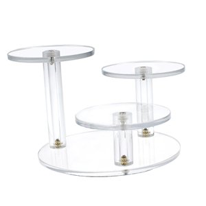 Magideal - Soporte Elevador De Exhibición Acrílico Redondo, Soporte Para Presentación De Joyería, Soporte Para Magdalenas De 3 Niveles, Estante De Exhibición Par Claro