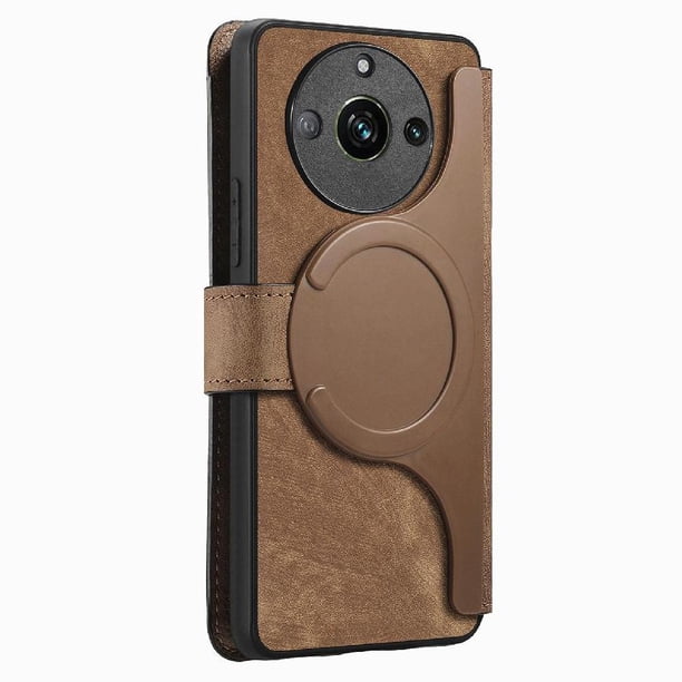 Funda Billetera Magnética para Realme 11 Pro Soporte Tarjetas Desmontable Marrón
