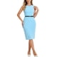 thumbnail image 1 of INSPIRE CHIC Vestido sin mangas para mujer de oficina con cuello redondo y cinturón, vestido lápiz de negocios M azul cielo, 1 of 6