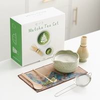 Xusx111 - Matcha Whisk Set, Cerámica Matcha Kit Set Incluye Matcha Tazón, Y Soporte, Cuchilla De Bambú, Cuchilla Descanso, Tamizador Y Toalla De Té - 8 Piezas Matcha Kit Para Amantes De Matcha (Mottled Verde)