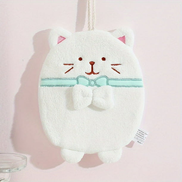 1pc Quick-Drying Cute Cat Pattern Hanging Towel for Bathroom - Absorbent and Soft with Hanging Loop