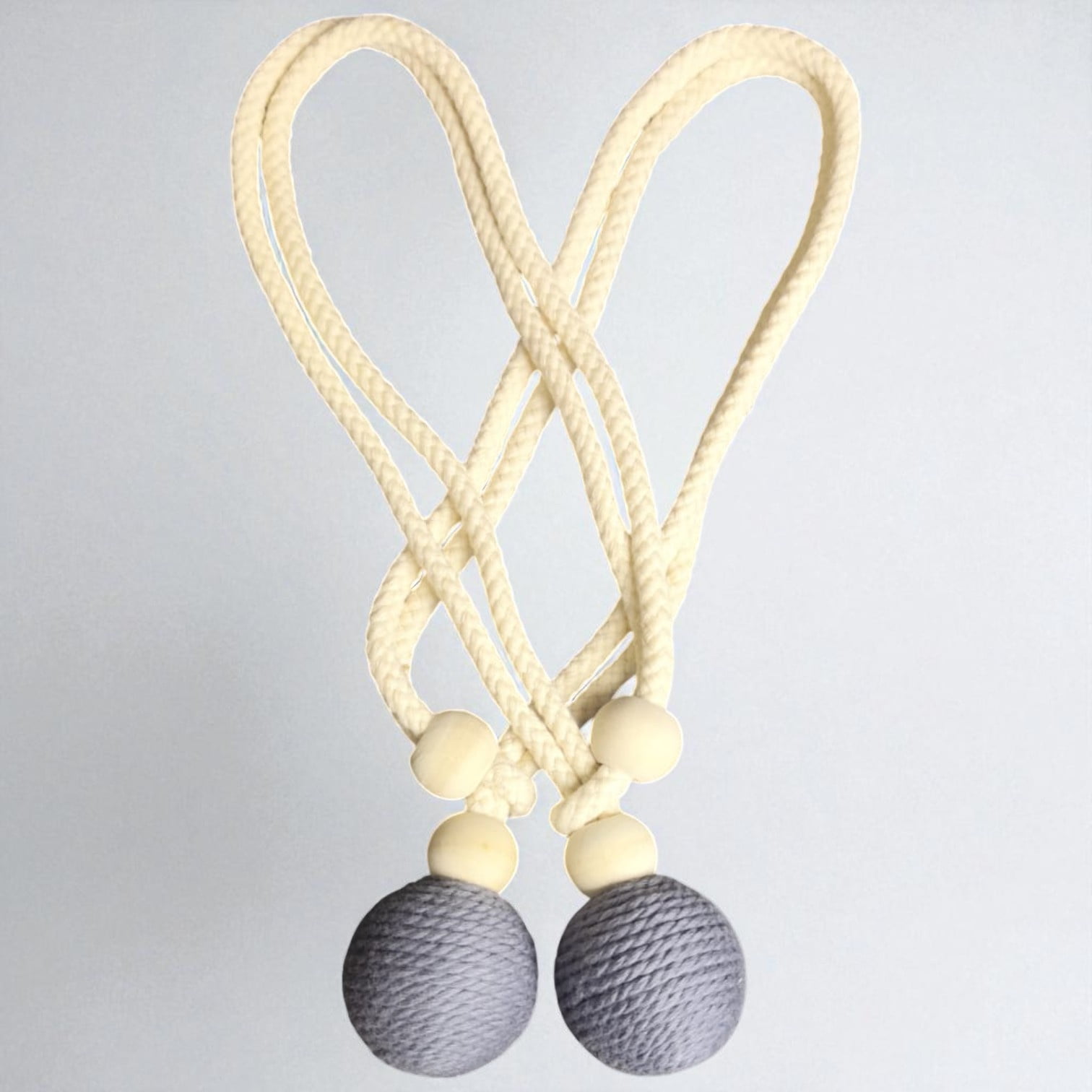 Pack De 02 Sujetadores Para Cortinas - Bola Tejida Gris