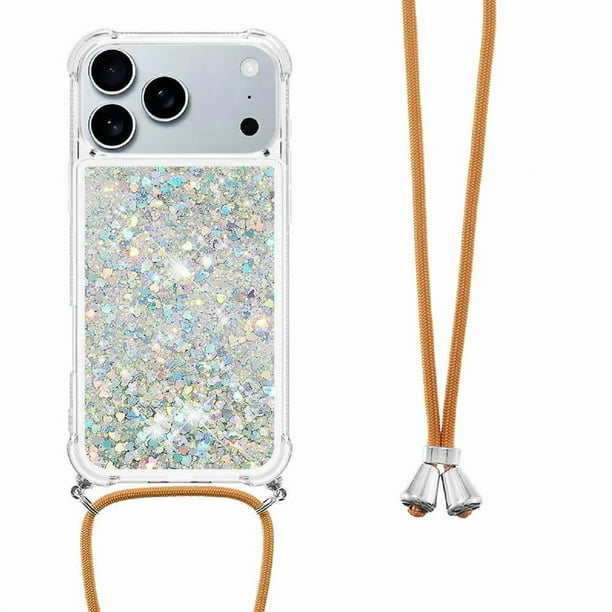 Funda FOXDOCK para iPhone 17 Pro Max con Cuerda Ajustable, Brillo Líquido, Protección Antigolpes y Lente – Ideal para Regalo