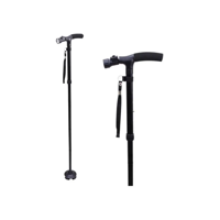 Genérico - Bastón Ortopédico Plegable De Aluminio Con Lámpara Ajustable Color Negro