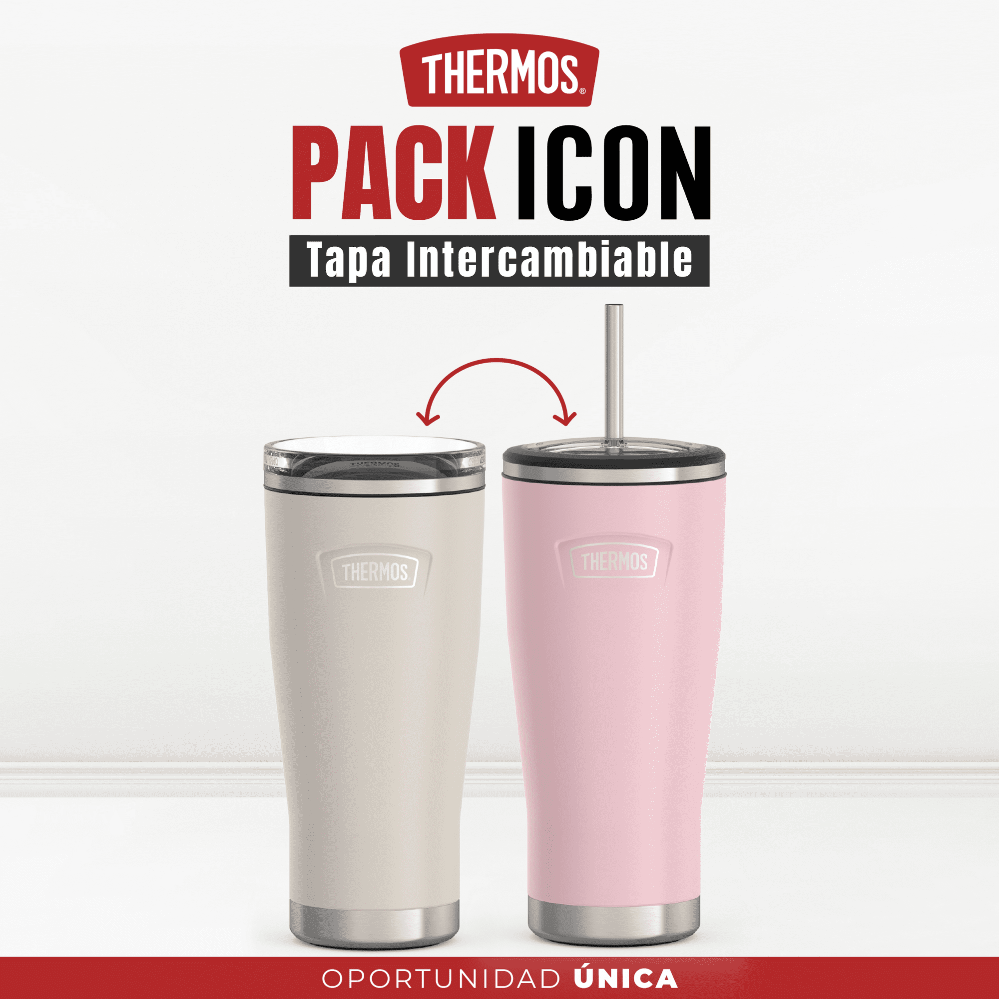 Thermos - Set Vaso Sandstone Y Mug Pink Icon Acero Inox 710ml