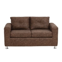 Muebles América - Sofá George 2 Cuerpos Cuero Auris Café