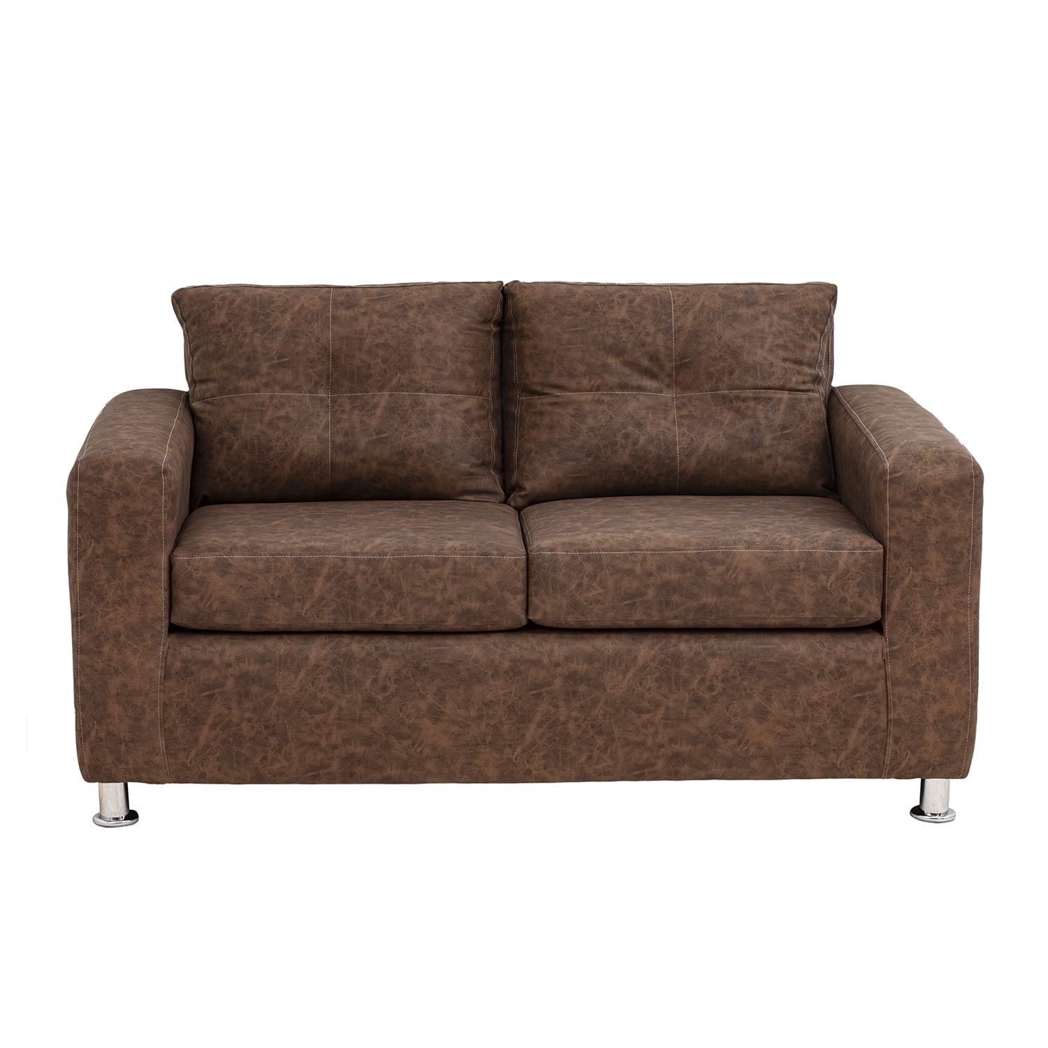 Muebles América - Sofá George 2 Cuerpos Cuero Auris Café