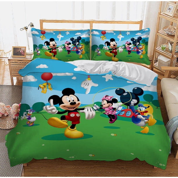 Mickey Minnie Mouse Duvet Cover Bedding Set Quilt Cover 3-Piece Bedding Set (1 Duvet Cover + 2 Pillow Shams)