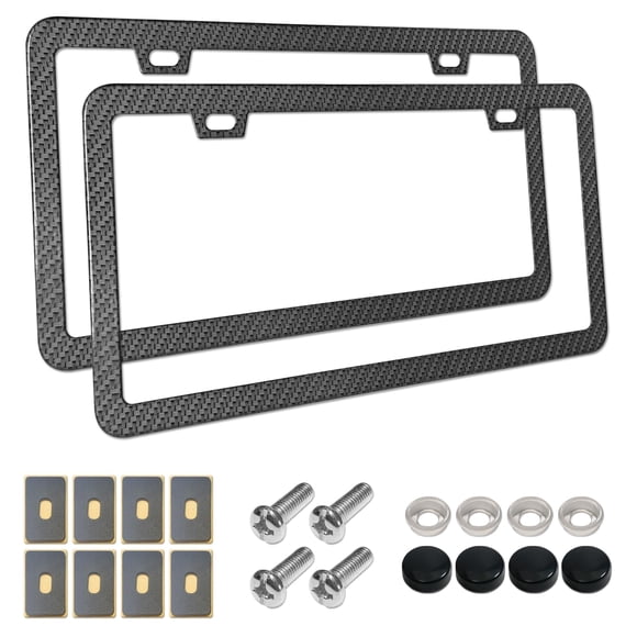 Marco para placa de matrícula AOOTF de fibra de carbono, paquete de 2, negro
