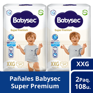 2 Paquetes Pañales De Bebé Babysec Super Premium 108 Un Xxg