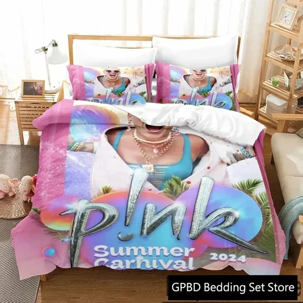 Personality Hip Hop Pink Singer Tour Bedding Set Duvet Cover Bed Set Quilt Cover Pillowcase Comforter Boys Adult