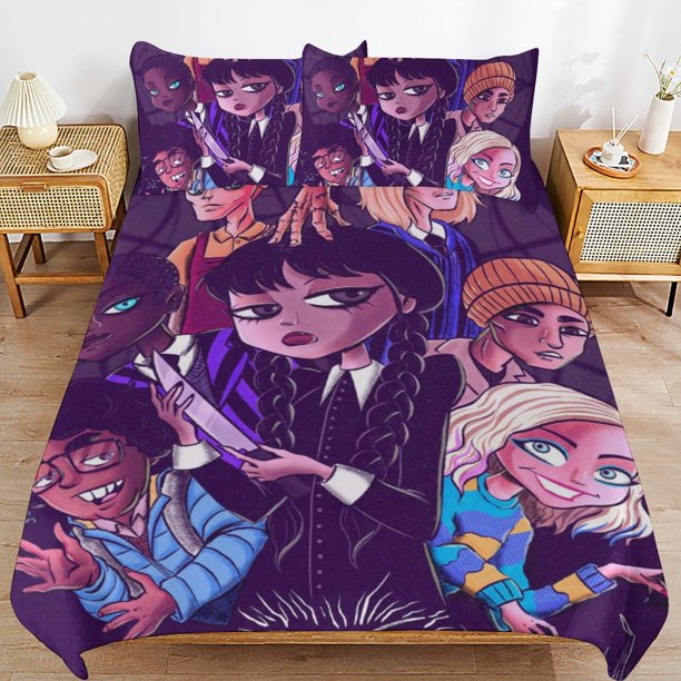 Wednesday Addams Duvet Cover Set 3 Piece Bedding Set Double Sided Printing Decorative Comforter Cover Set