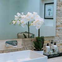 Vadell Home - Orquídea Blanca De 65 Cm En Macetero