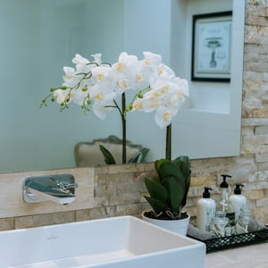 Vadell Home - Orquídea Blanca De 65 Cm En Macetero