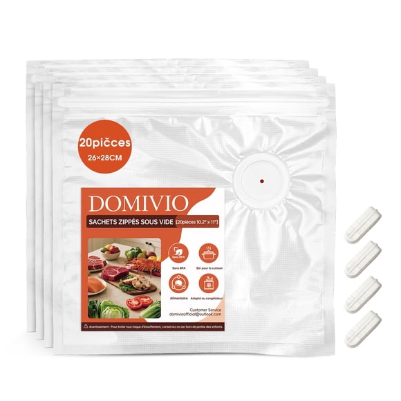 Bolsas reutilizables para envasadora al vacío DOMIVIO, 20 unidades, 26 x 28 cm