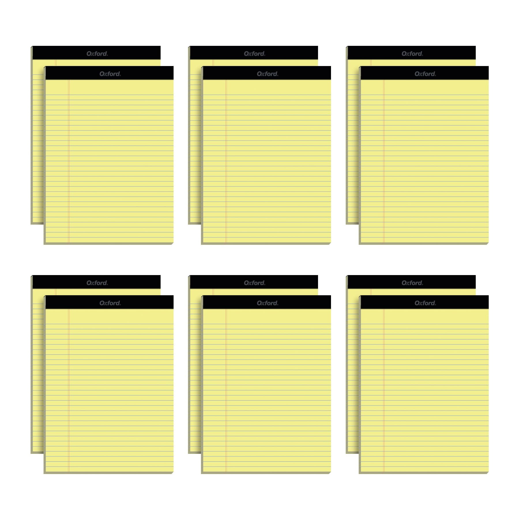 Papel Amarillo Rayado Ancho Legal Pads Oxford, 8,5 X 11 Unidades, Paquete De 12 Unidades