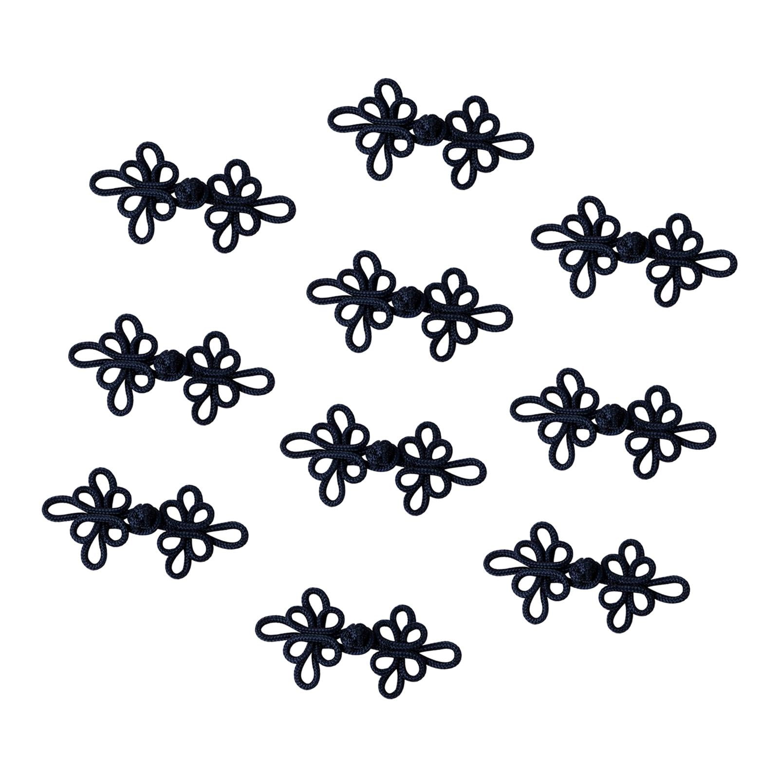 Magideal - 10pcs Nudos Chinos Botones De Rana Sujetadores De Costura, Bricolaje De Cierre De Diseño Vintage Para Ropa, Vestimenta De Trajes De Vestir De Vestir Negro